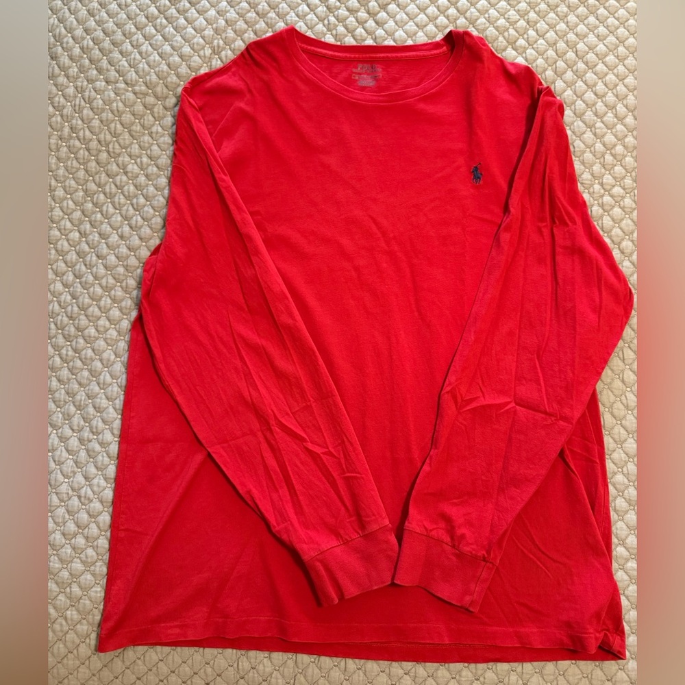 Polo by Ralph Lauren Men's Bright Red Long Sleeve Tee